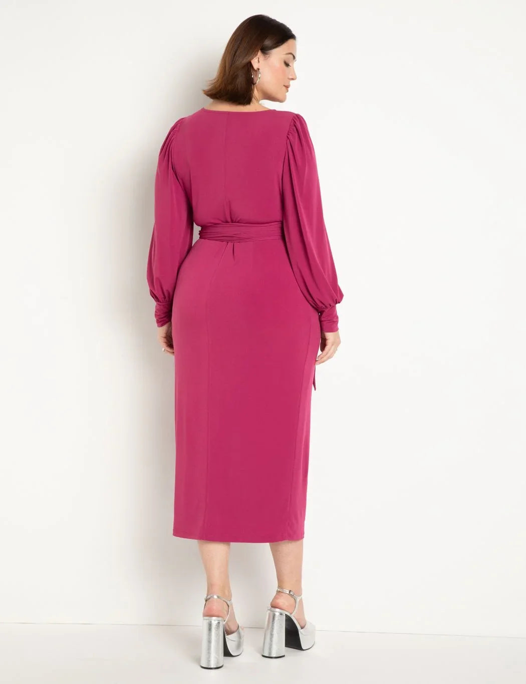 ELOQUII Women's Plus Size Cross Front Midi Dress - 18, Carbon