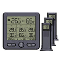 Digital Wireless Indoor Outdoor Thermohygrometer with 3 Remote Sensors 98ft/ 30m Backlight & Alarm Calibration Function Temperature Humidity Monitor with 3 Transmitters Weather Stations for Home Offic
