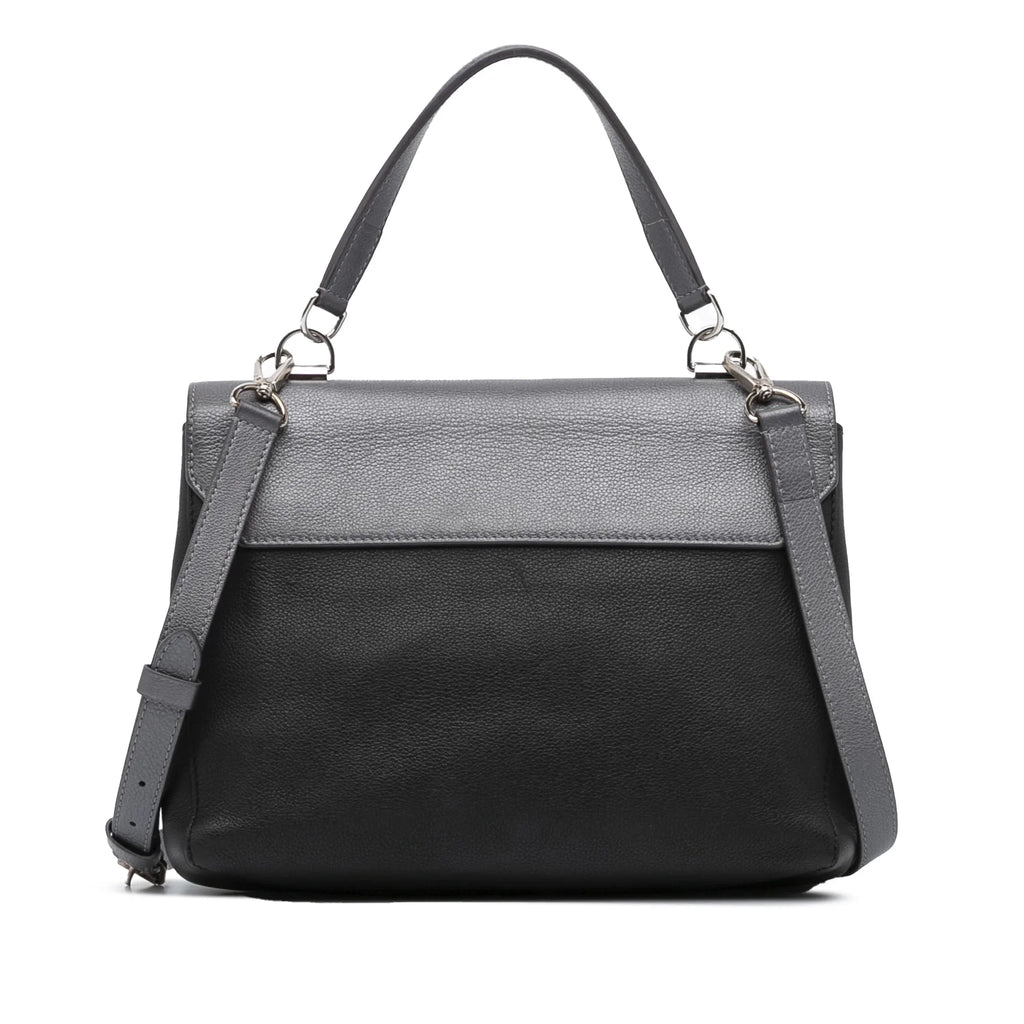 Pre-Owned Authenticated Louis Vuitton Eyelet LockMe II Calf Leather Gray Satchel Unisex (Good)