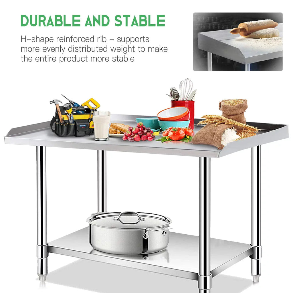 Stainless Steel Work Table - Kitchen & BBQ Table with Undershelf Workstation for Kitchen Home Restaurant Hotel-Heavy Duty Equipment Grill Stand - 24x28 Inches