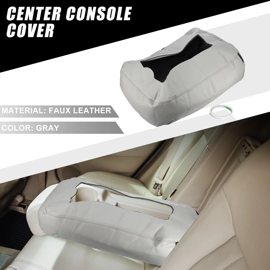 Center Console Protection Pad Waterproof for Chevy Silverado 1500 1500HD 2007-2014 Faux Leather Gray