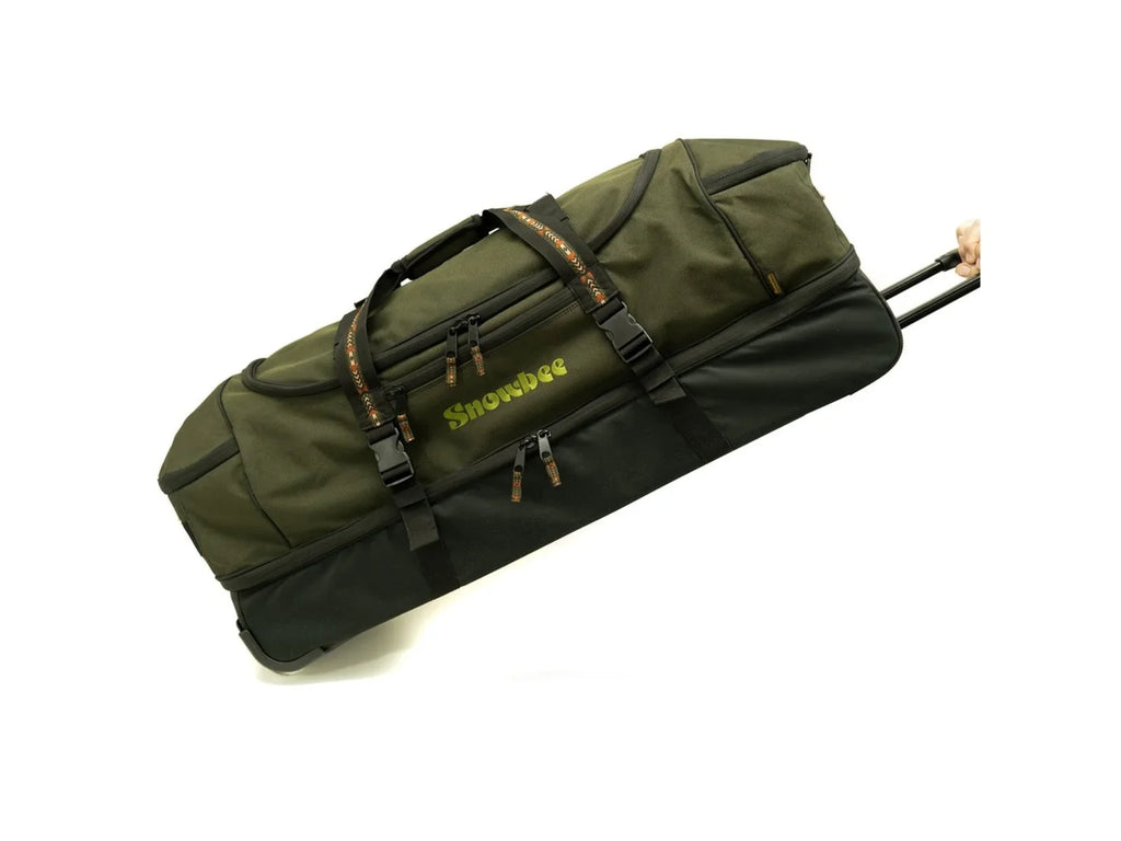 Snowbee XS Travel Luggage - Dual Storage Compartments - Green - Fly Fishing Gear Storage Roller Bag