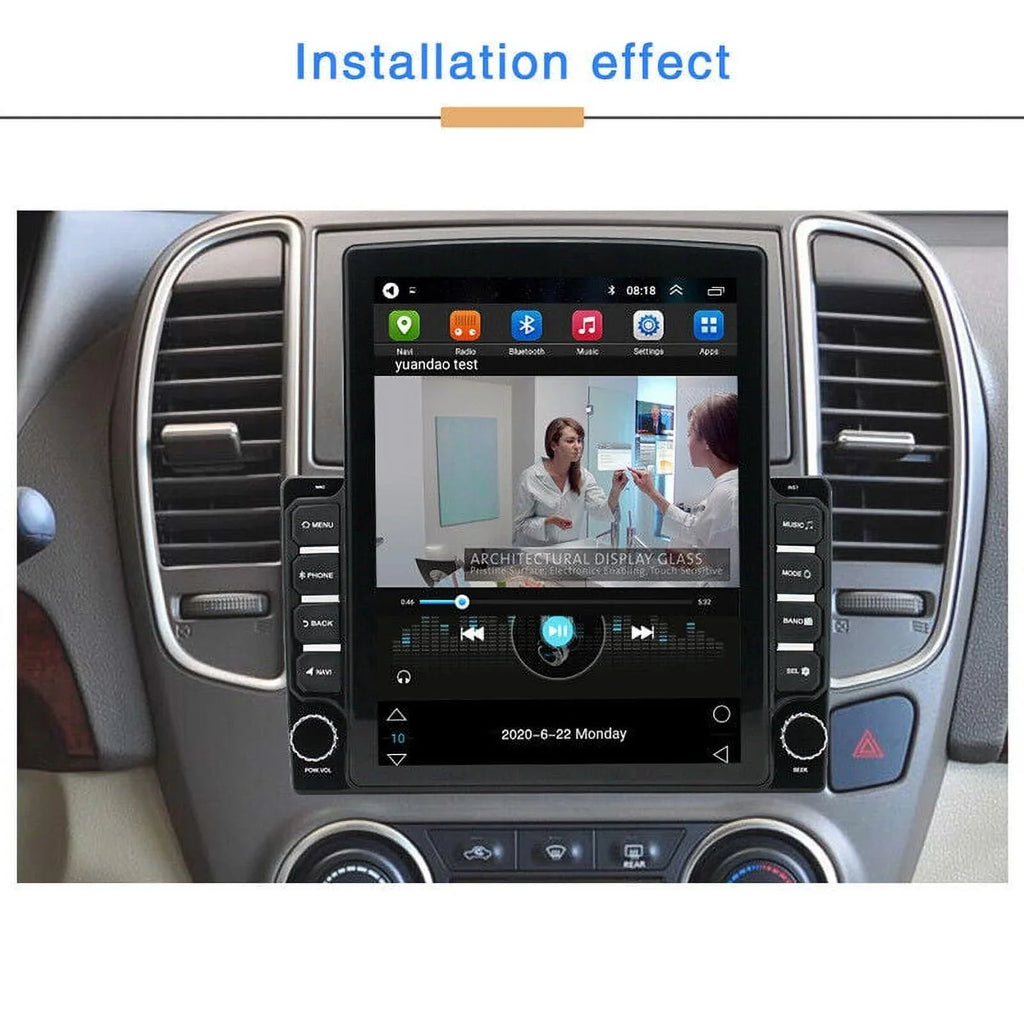 KingFurt Universal Car Stereo 9.7" Touch Screen Bluetooth Music FM Radio GPS Navigation Reversing Camera Input
