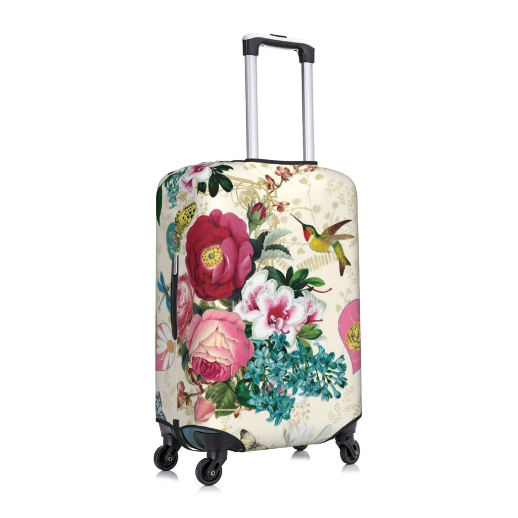 Easygdp Bird Butterfly Rose Print Elastic and Washable Suitcase Protective Protection with Hidden Zipper Fits 18-32 inch Luggage -Medium