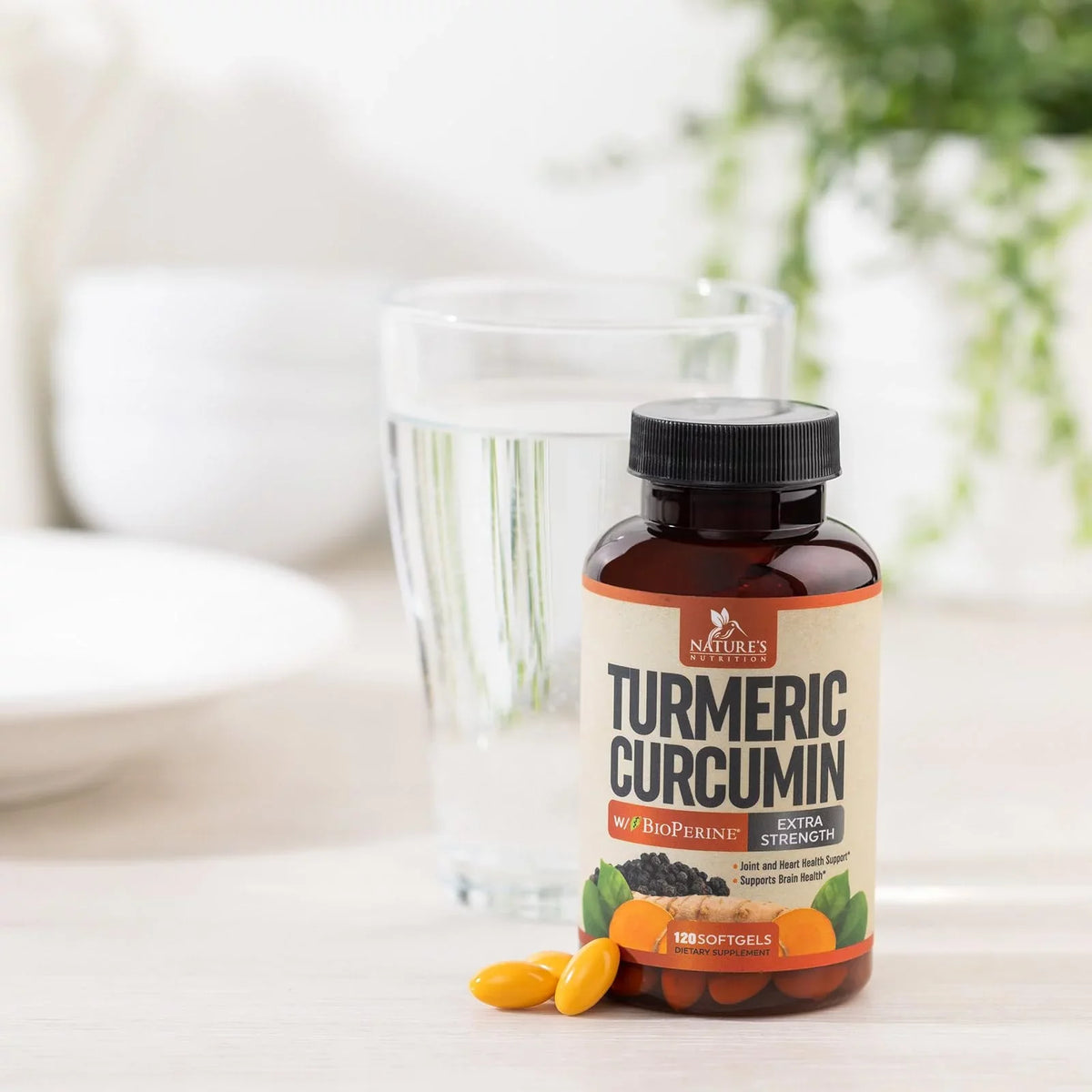 Turmeric Curcumin with BioPerine 95% Standardized Curcuminoids 1500mg Black Pepper Extract for Max Absorption, Premium Joint Support, Nature's Tumeric Herbal Supplement, Non-GMO, Vegan - 120 Capsules