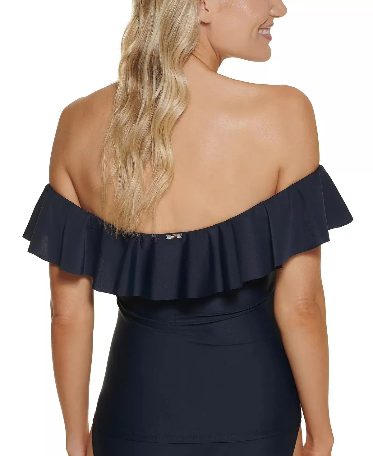 Tommy Hilfiger SKY CAPTAIN NAVY BLUE Off-the-Shoulder Tankini Top, US Small