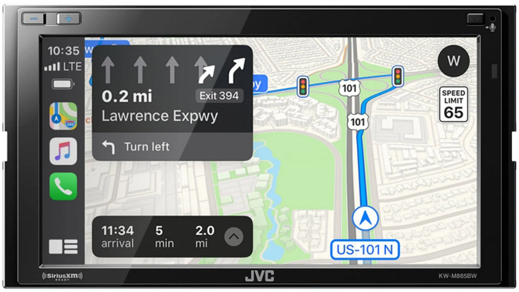 JVC Mobile KW-M865BW 6.8-inch Double-Din in-Dash All-Digital Media Receiver with Bluetooth, Apple Carplay, Android Auto, and Siriusxm Ready