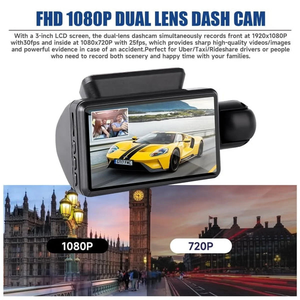 SYTHERS 1080P Dash Cam Night Vision Dash Camera Front and Rear 170° Wide Angle Loop Recordin G-Sensor