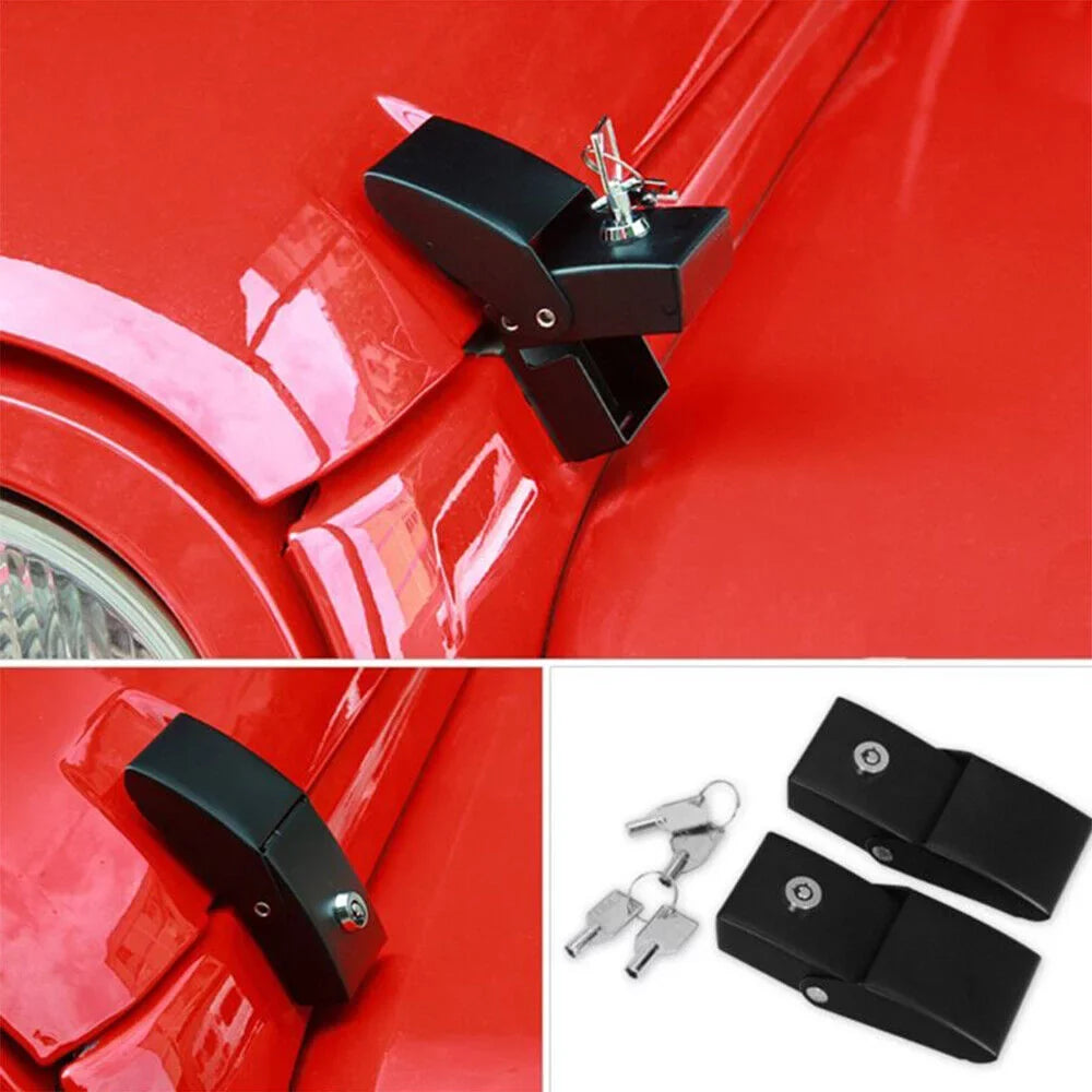 Jahy2Tech Locking Hood Latch Pins Kit for Jeep Wrangler JK JKU - Strong & Stylish - Easy Installation - Caliber Composition