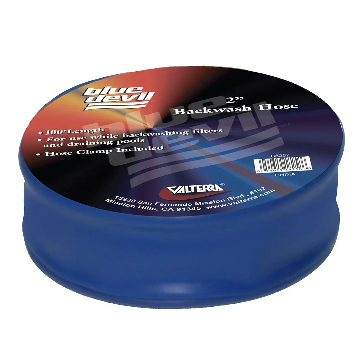 Blue Devil 2 Inch x 100 Feet Swimming Pool Filter Backwash Hose with Clamp