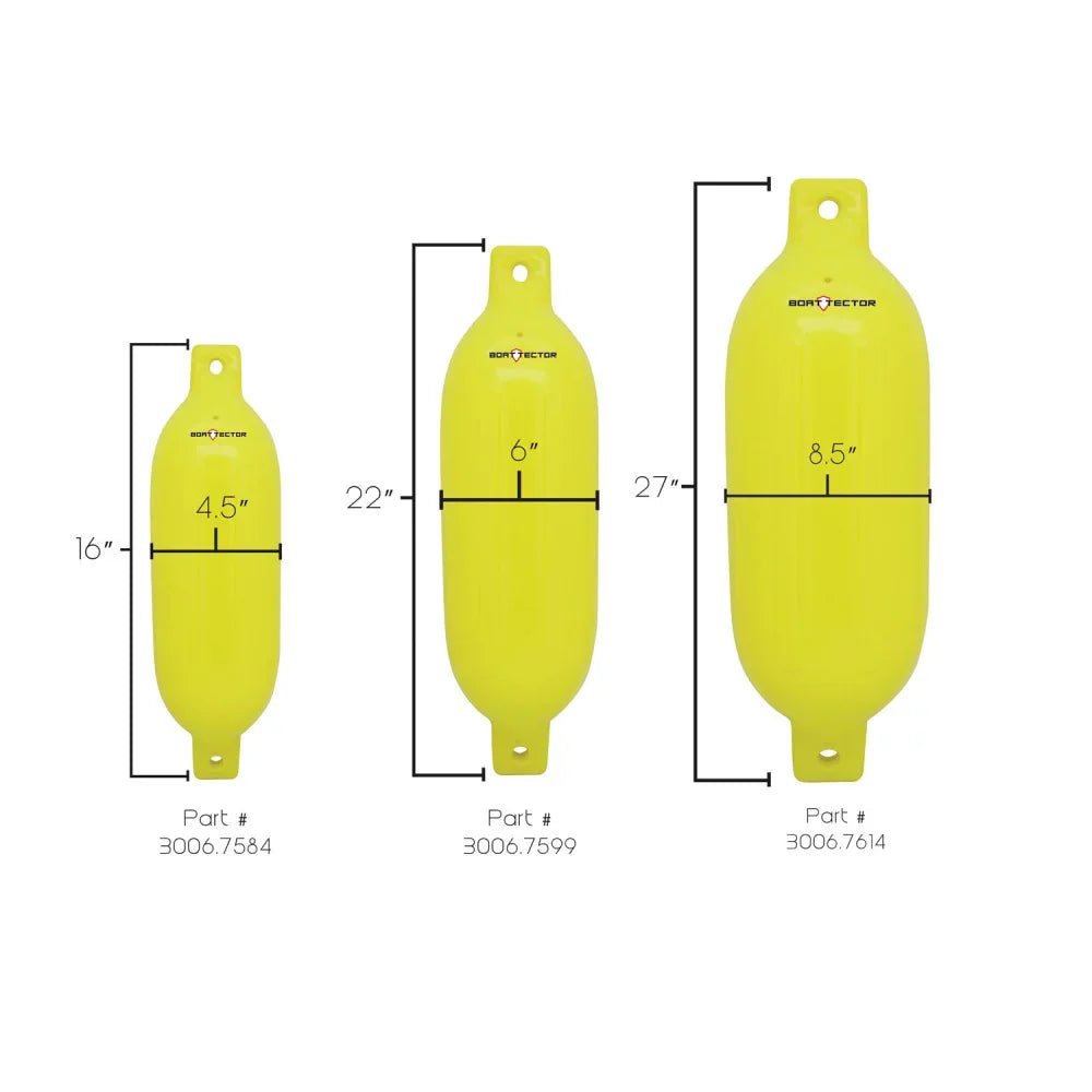 Extreme Max 3006.7599 Craft Inflatable Fender Value 2-Pack - 6.5" x 22", Neon Yellow