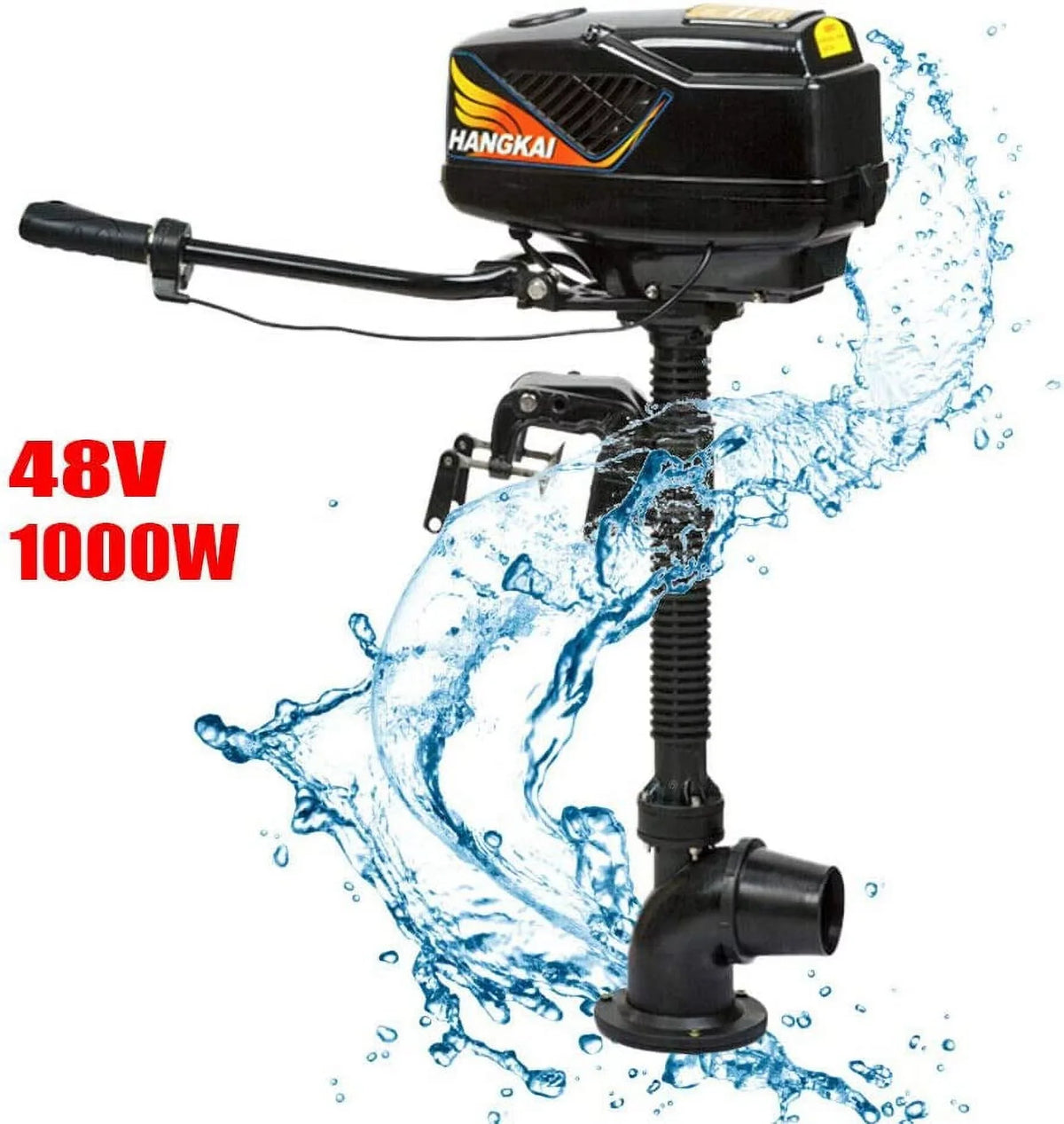 MONIPA 4HP 48V 1000W Electric Outboard Motor Inflatable Fishing Craft Engine Jet Pump Outboard Motor Rubber Tiller Control Brushless Outboard Motor
