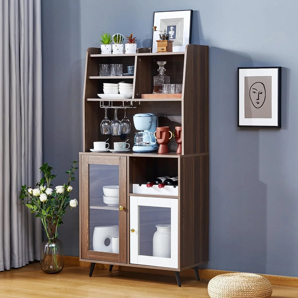TJUNBOLIFE Locker Wine Rack Locker Cabinet Locker Multifunctional Cabinet Kitchen Cabinet Dining Room Cabinet with Mix of Cabinets and Shelves for Home Bedroom Living Room