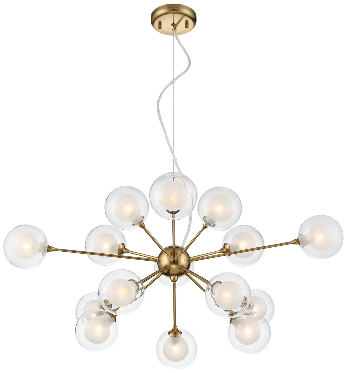 Possini Euro Design Spheres Antique Brass Chandelier 30" Wide Mid Century Modern Sputnik Glass Shade 15-Light Fixture for Dining Room Kitchen Island