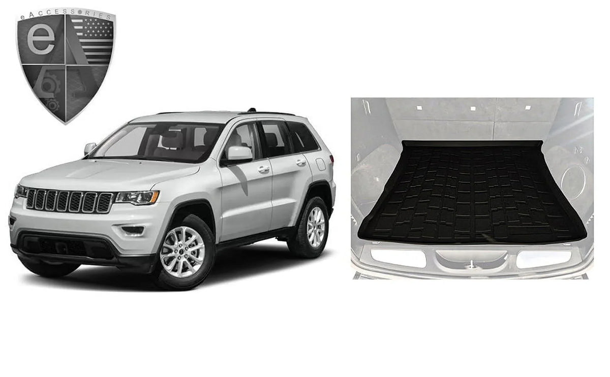 EACCESSORIES EA Cargo Liner – Trunk Mat for Jeep Grand Cherokee 2011-2022 – Weather-Resistant Trunk Mats for Cars with Raised Lip – Non-Slip Car Trunk Mat Rubber – Laser Pre-Cut Design