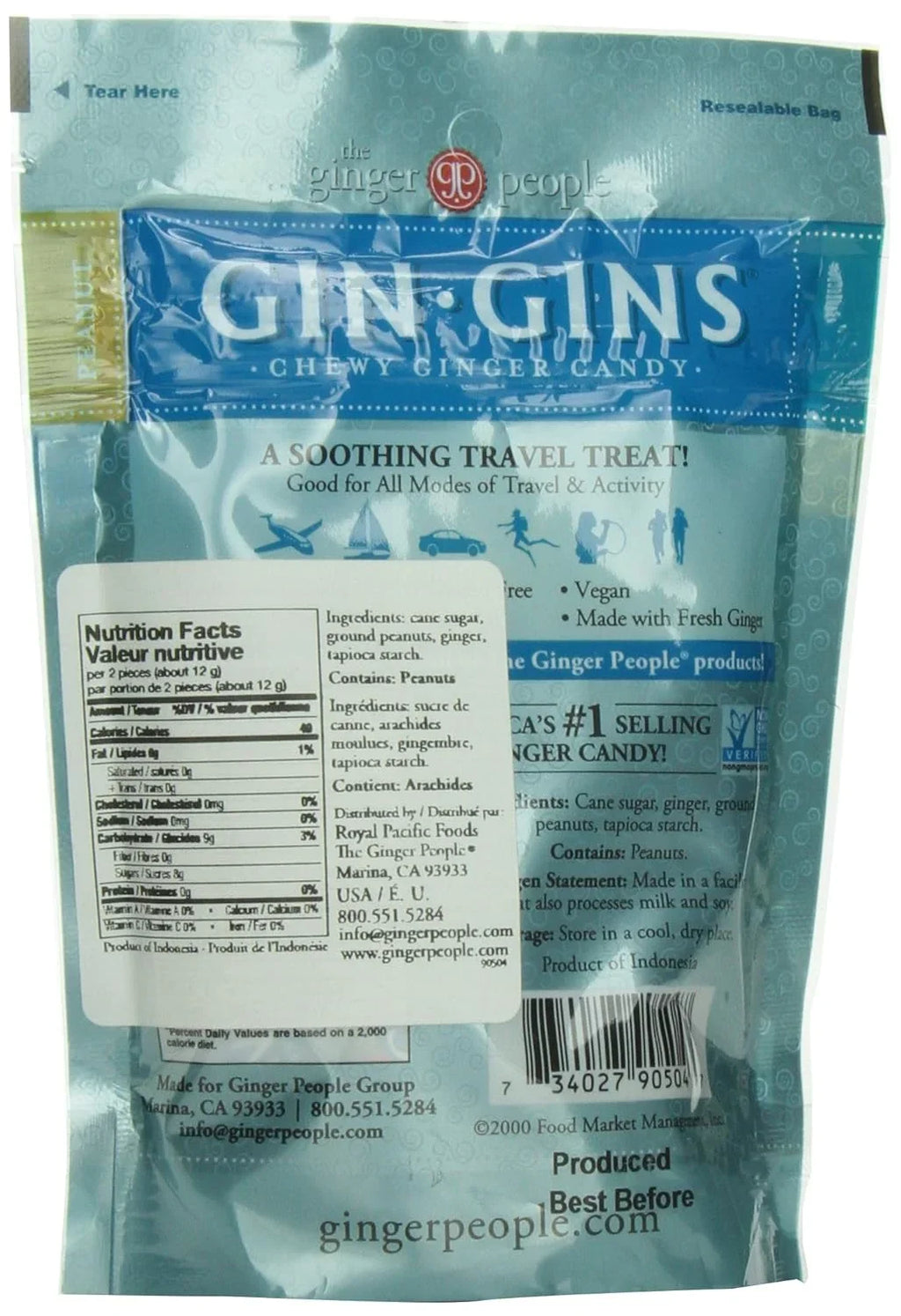 GIN GINS Chew Candy By – Individually Wrapped Healthy Candy – 3 Oz Bag – Pack Of 24