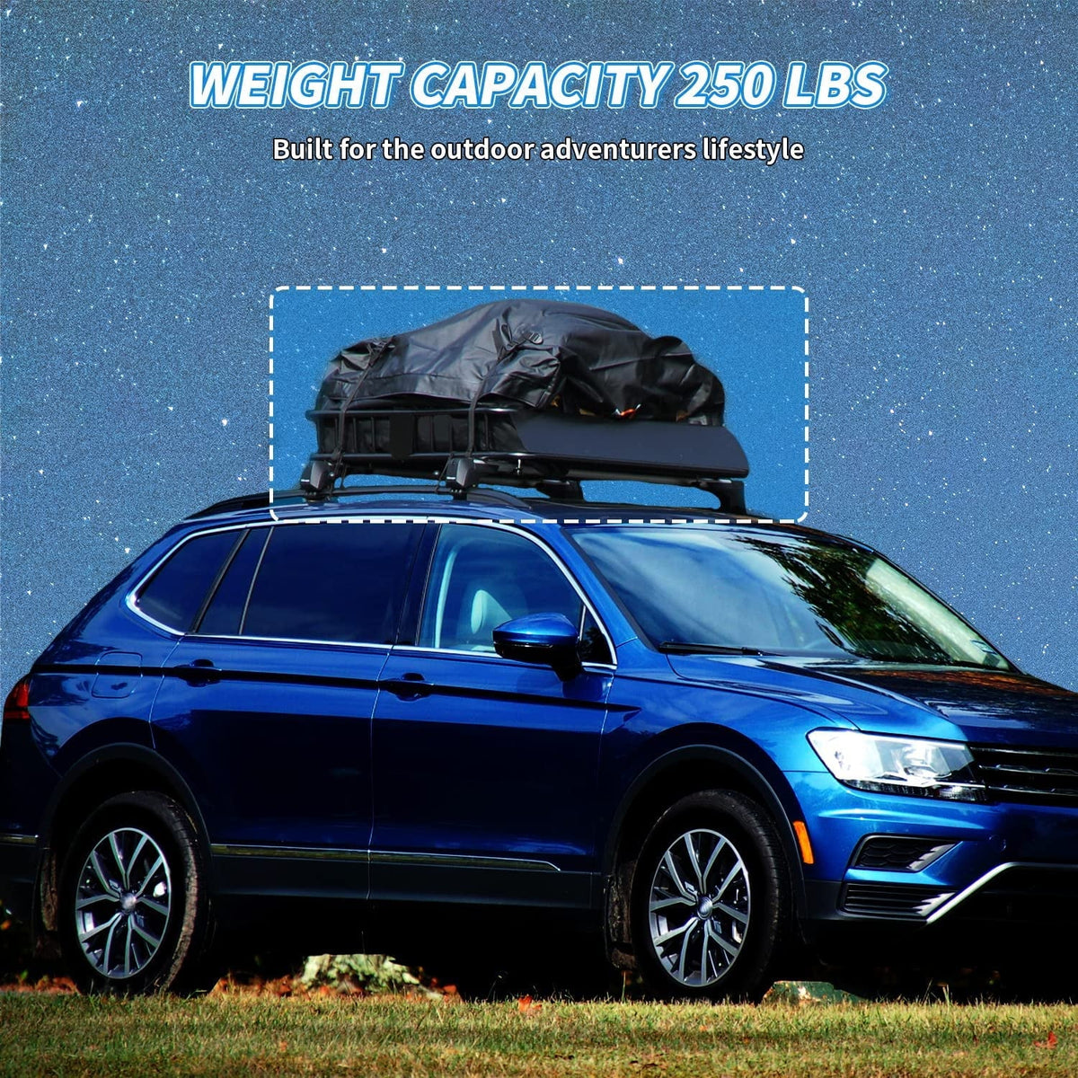 HECASA 64" x 39" x 6'' Universal Roof Rack Cargo Carrier with Extension 250LBS Weight Capacity Heavy Duty Steel Car SUV Top Luggage Storage Holder Basket for Travel
