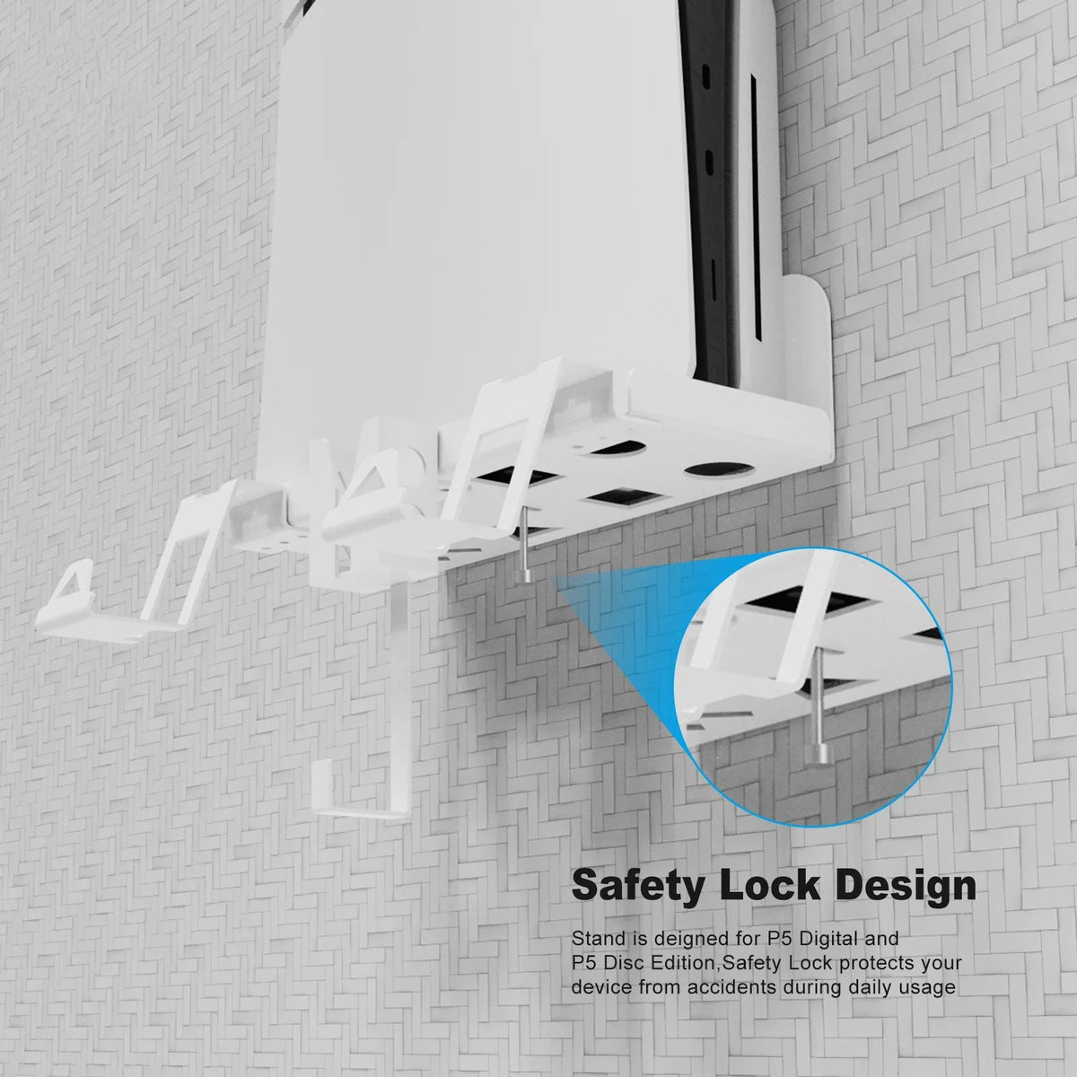 Durable Iron Wall Mount Bracket Set for PS5 Slim Space-Saving, Secure, and Convenient Storage with Dual Charging Cable