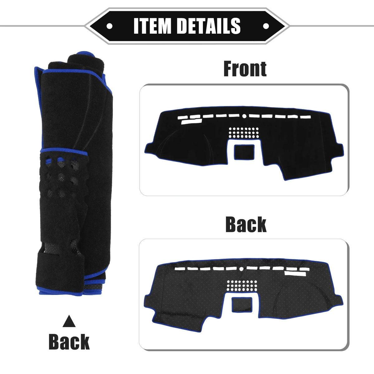 Unique Bargains Car Center Console Dashboard Protection Mat for Ford F150 2015-2020 Protective Polyester Black Blue