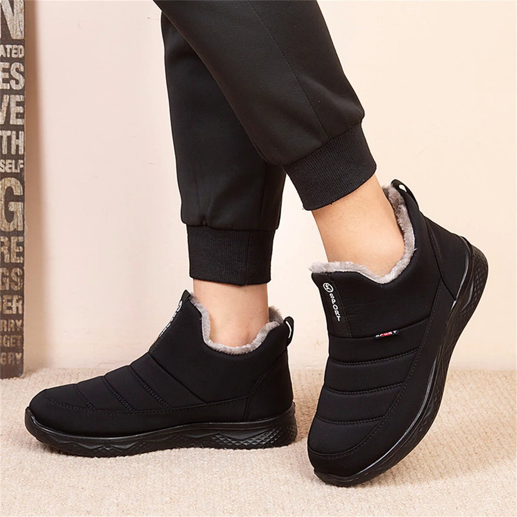 dmqupv All Terrain Boots for Men Water High top Boots Men's Winter Shoes Velvet And Flat bottomed Snow Warm Ledge 2