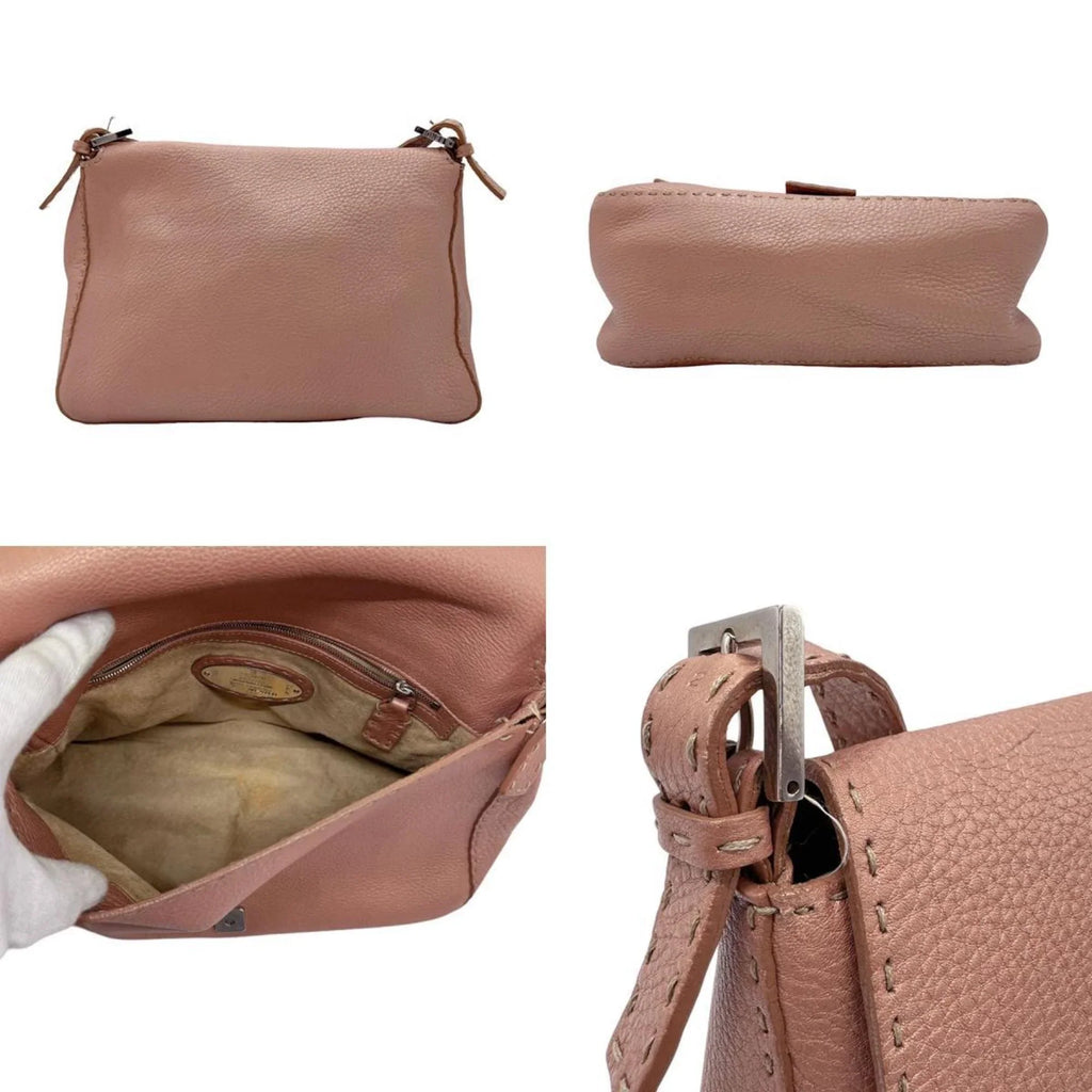 Pre-Owned FENDI Shoulder Bag Selleria Leather Metallic Pink Women's 2381-8BR102-NDU-039 z0591 (Good)