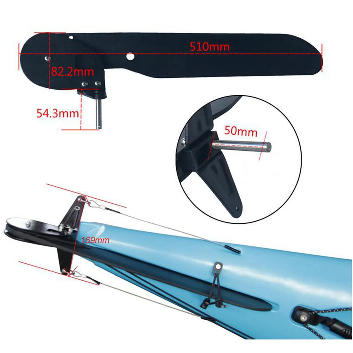 Kayak Craft Rudder Direction Control Steering System for Canoe Fishing