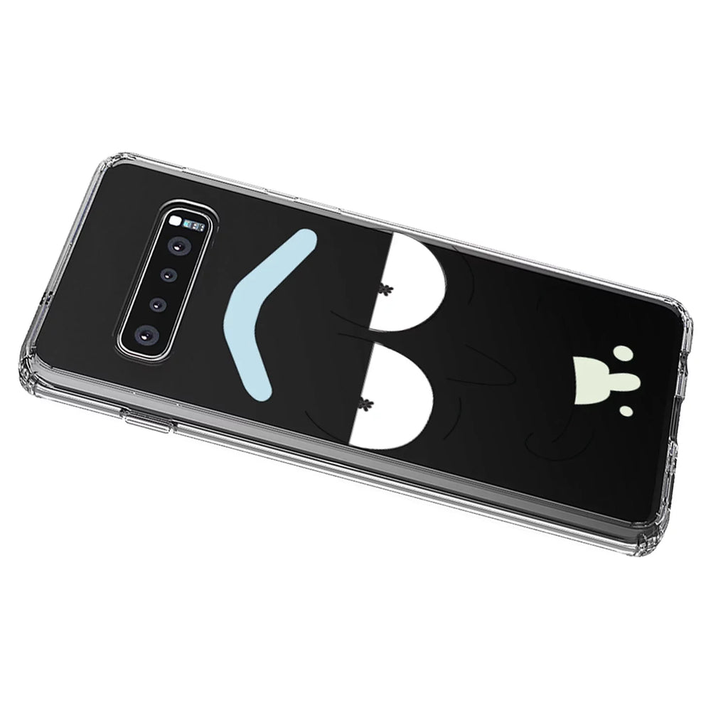 DistinctInk Clear Shockproof Hybrid Case for Samsung Galaxy S10+ PLUS(6.4" Screen) - TPU Bumper, Acrylic Back, Tempered Glass Screen Protector - "Wubba Lubba Dub Dub" Face