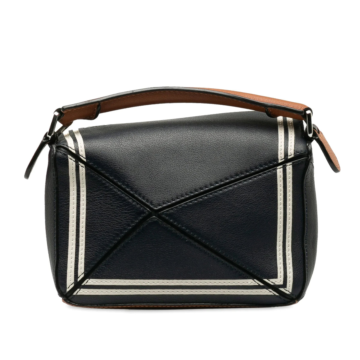 Pre-Owned Authenticated LOEWE Mini Sailor Puzzle Calf Leather Black Satchel Unisex (Good)