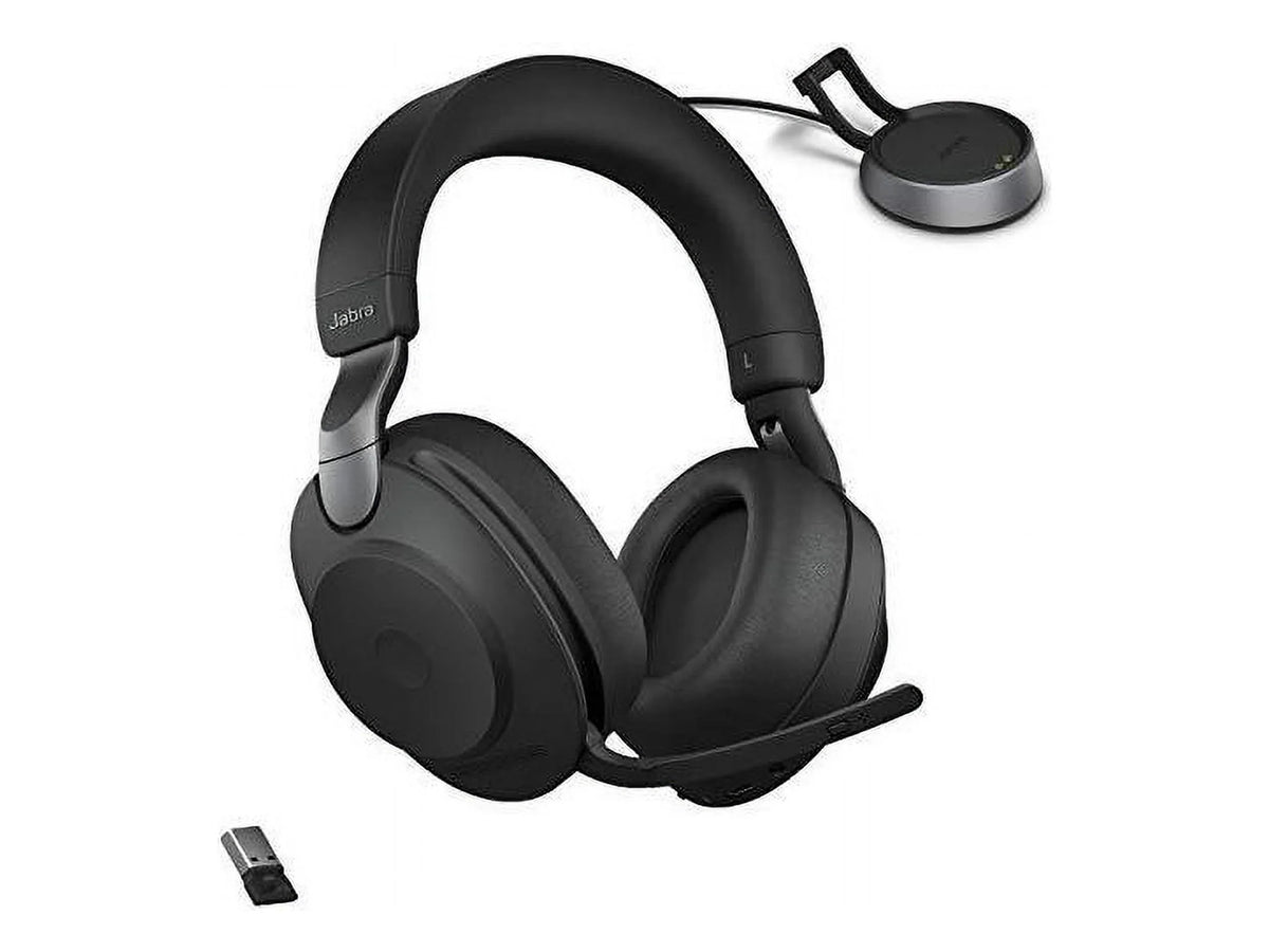 Jabra Evolve2 85 UC Wireless Headphones with Link380a, Stereo, Black - Wireless Bluetooth Headset for Calls and Music, 37 Hours of Battery Life, Advanced Noise Cancelling Headphones
