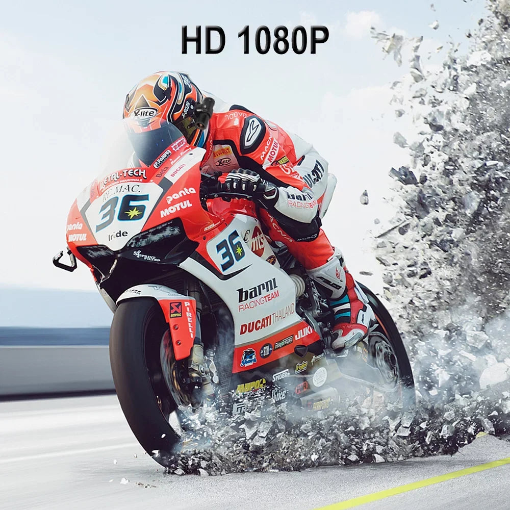 VSYSTO WiFi Helmet Camera with Remote Control, HD 1080P Bicycle Camera Waterproof Portable 150° Wide Angle Night Vision Lens Action Camera DVR, Loop Recording, G-Sensor
