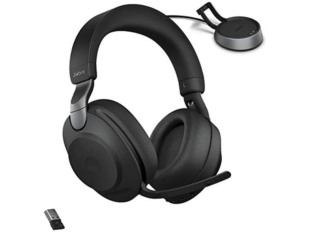 Jabra Evolve2 85 UC Wireless Headphones with Link380a, Stereo, Black - Wireless Bluetooth Headset for Calls and Music, 37 Hours of Battery Life, Advanced Noise Cancelling Headphones