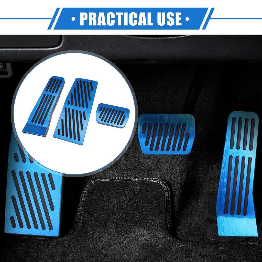 3 Pcs Car Gas Accelerator Brake Foot Rest Pedal Protection Pad for Mazda CX-30 2020-2021 Antislip Blue