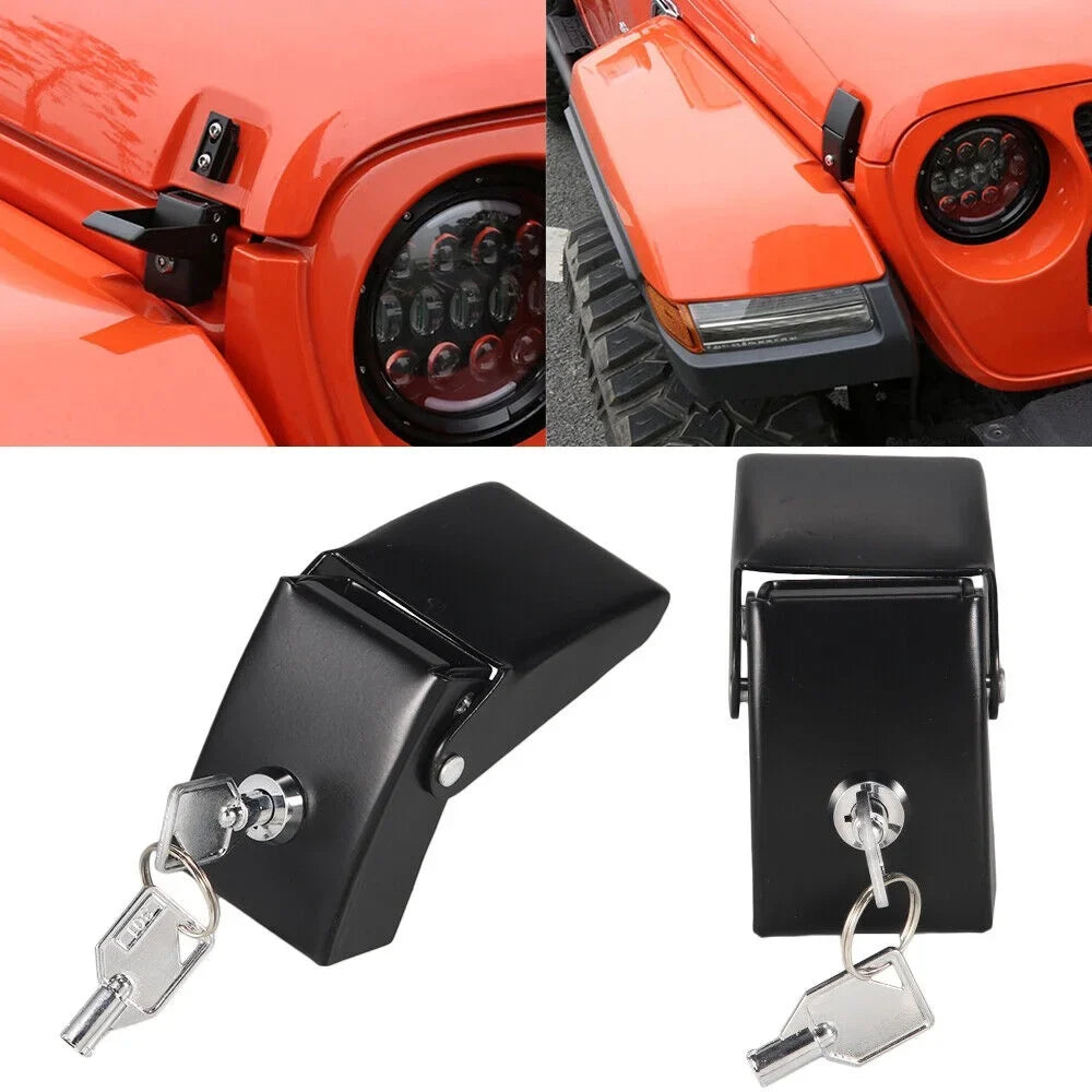 Jahy2Tech Locking Hood Latch Pins Kit for Jeep Wrangler JK JKU - Strong & Stylish - Easy Installation - Caliber Composition