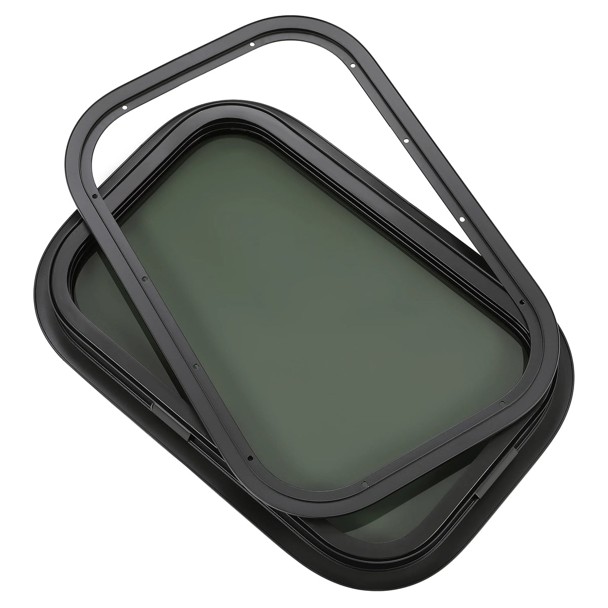 Kojem RV Window Black Universal for Camper Vertical Trailer Rip-Up Cargo Powder Coated Glass Steel