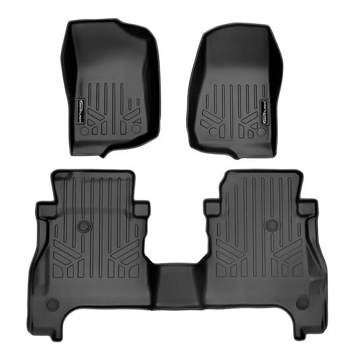 Smartliner SA0316-B0459 Custom Fit 2 Row Floor Mats Liner Set with Lockable Rear Underseat Storage for 2020-2023 Jeep Gladiator, Black