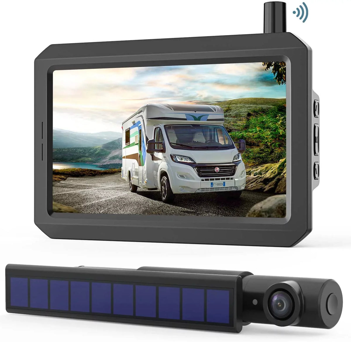 SunGo2 Solar Wireless Backup Camera for Truck, True Reverse Camera Wireless for DIY Installation, 5" HD Monitor Supports 2 Back Up Camera Systems for Car/Trailer/Pickup/Mini RV
