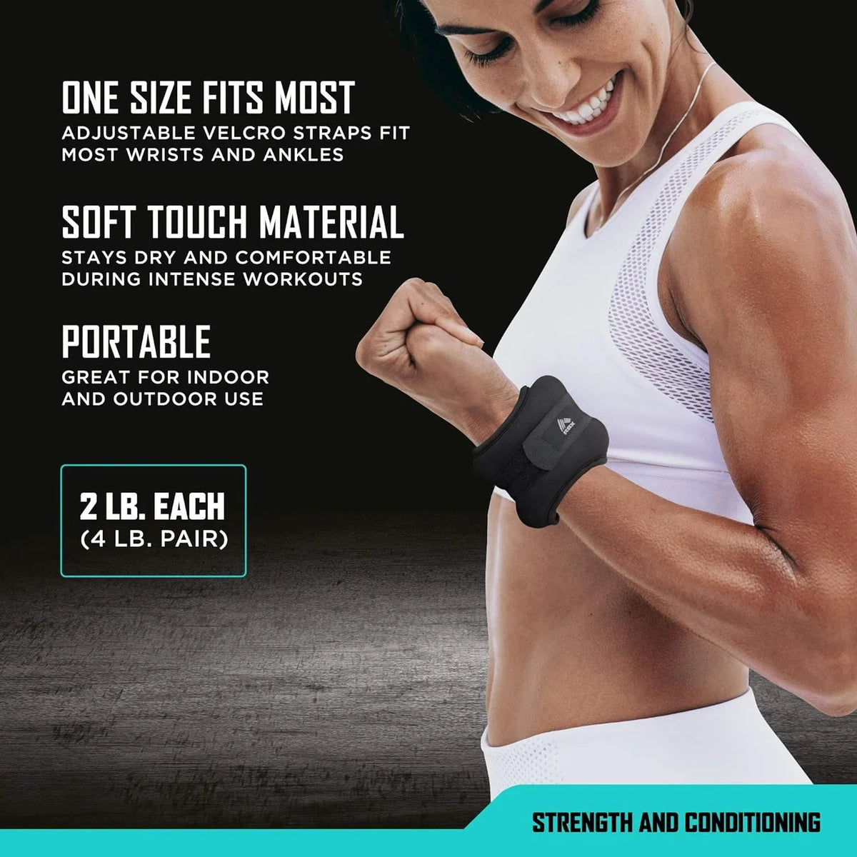 RBX Ankle and Wrist Weights for Women and Men - Velcro Straps, Made for Jogging, Walking, Resistance Training, and Physical Therapy (Set of 2) - Soft Touch Fabric