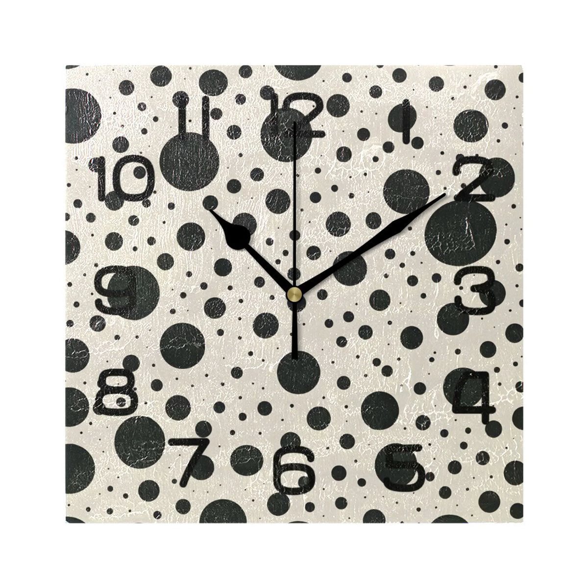 Wall Clock Square Silent Non-Ticking Polka Dots Retro Battery Operated Clock 7.78 inch Home Kitchen Office Decoration