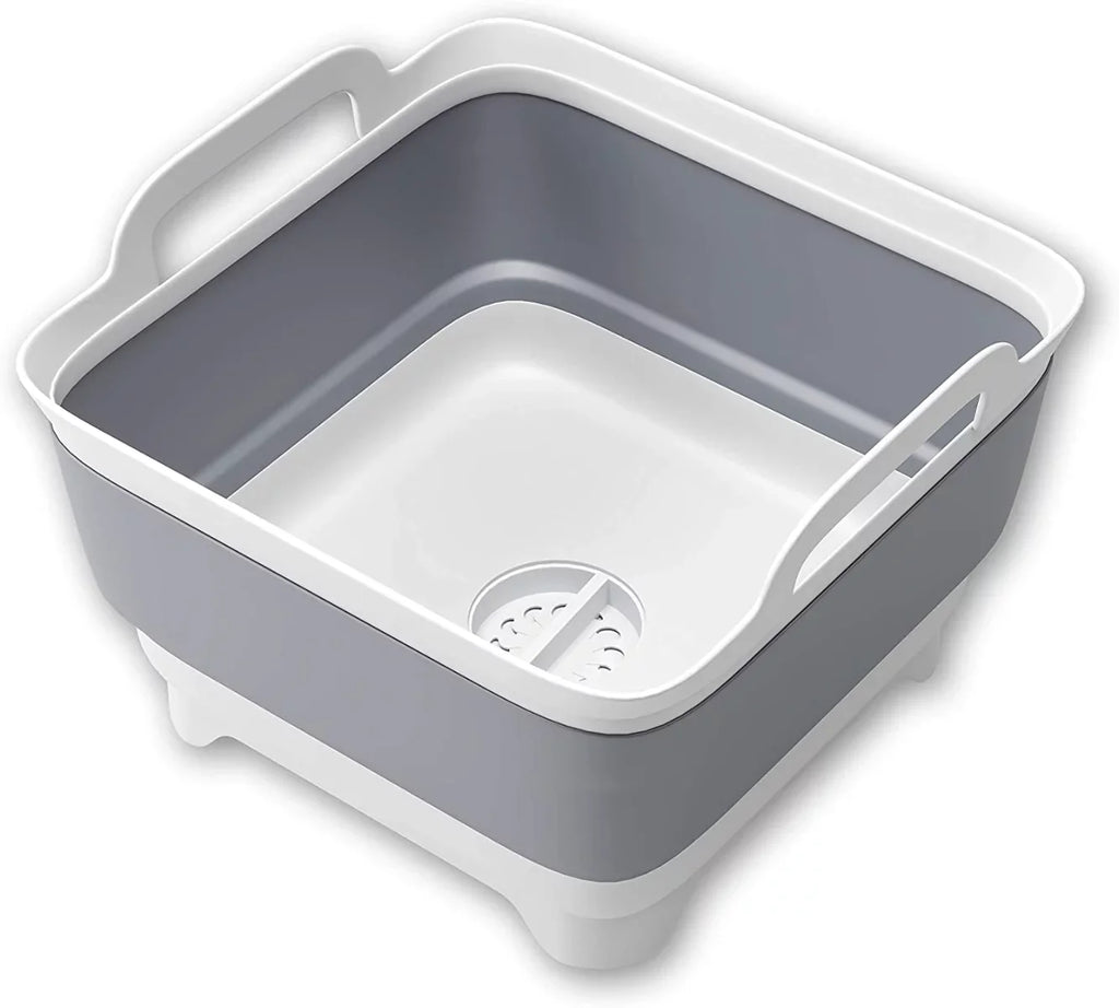 Imoment 2.4 Gal(9L) Collapsible Dish Tub Portable Sink,Folding Laundry Tub,Washing Basin with Draining Plug(Gray)