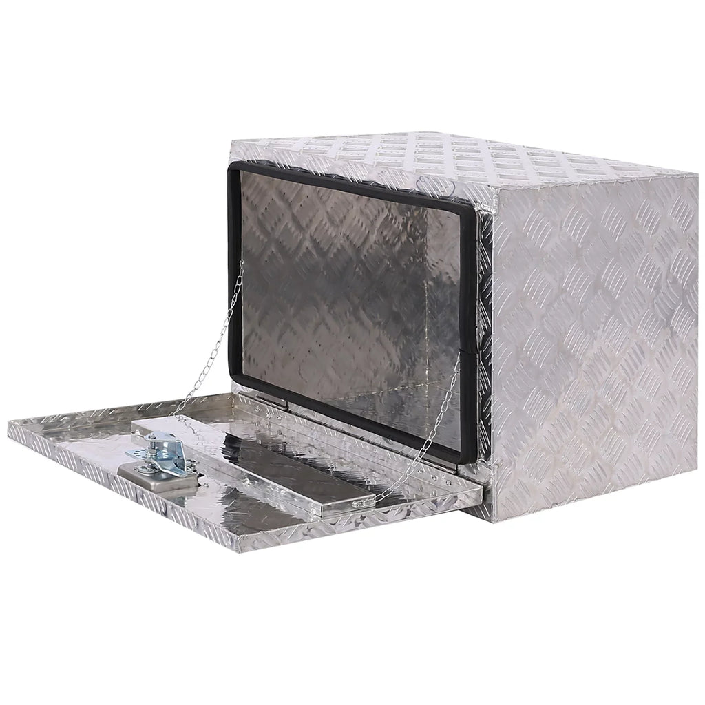 JBLCC 24" Aluminum Tool Box, Truck Bed Tool Box, Outdoor Trailer Pickup Storage Tool Box, RV Storage Organizer, Underbody Box w/ Lock Keys, Silver