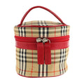 Pre-Owned Burberrys Burberry Vanity Handbag Canvas Leather Beige Red Haymarket Plaid Accessory Case (Good)