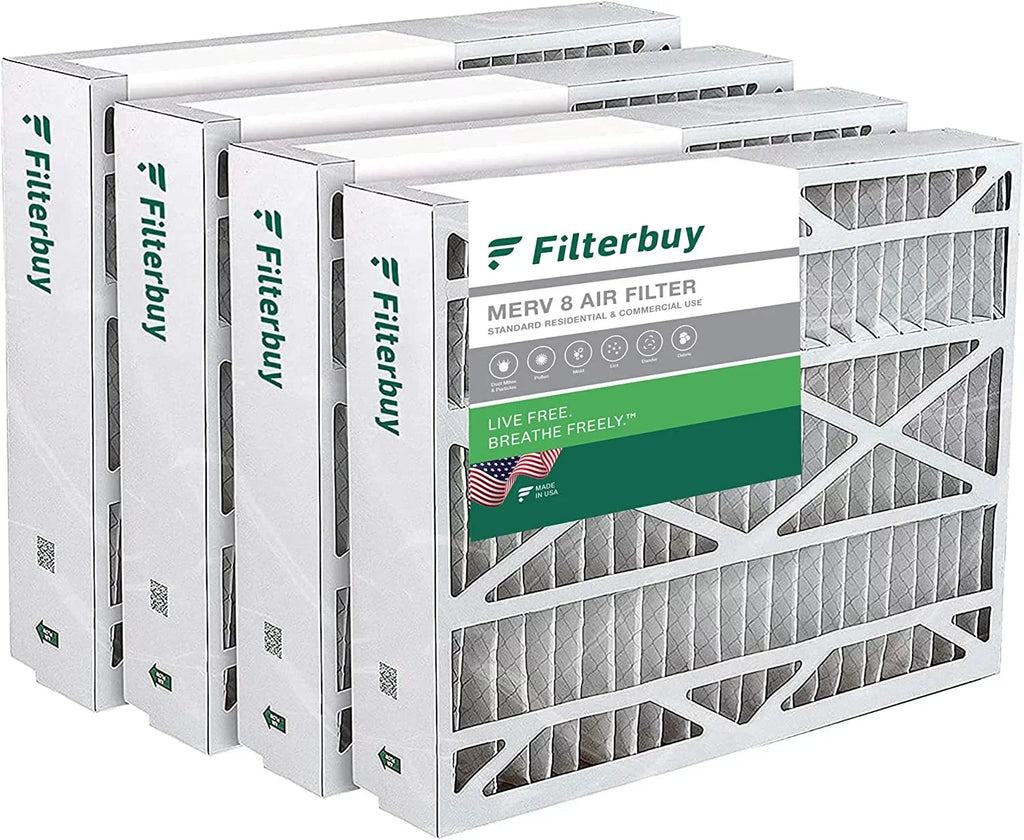Filterbuy 20x25.25x3.5 MERV 8 Pleated HVAC AC Furnace Air Filters for Aprilaire Space-Gard 102/2120 (4-Pack)