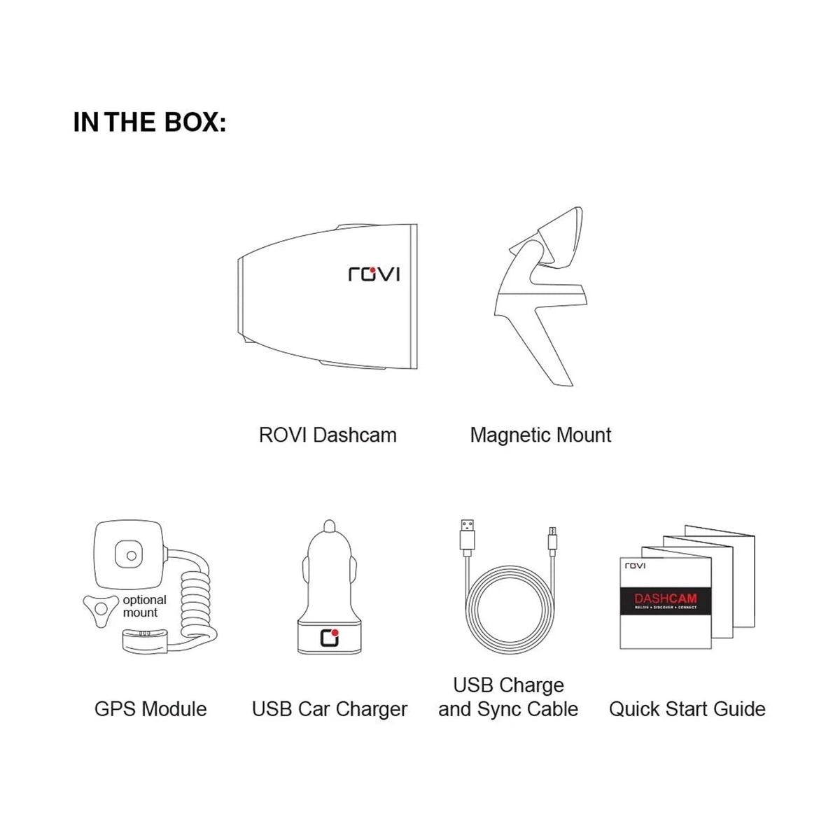 Rovi CL-6001 Magnetic Mount 1080p Full HD High Definition Panoramic Car Dash Camera Recorder with 1.5 Inch Wide Screen Wi-Fi, GPS, Loop Video Recording, Impact Detection and 360 Degree Rotation