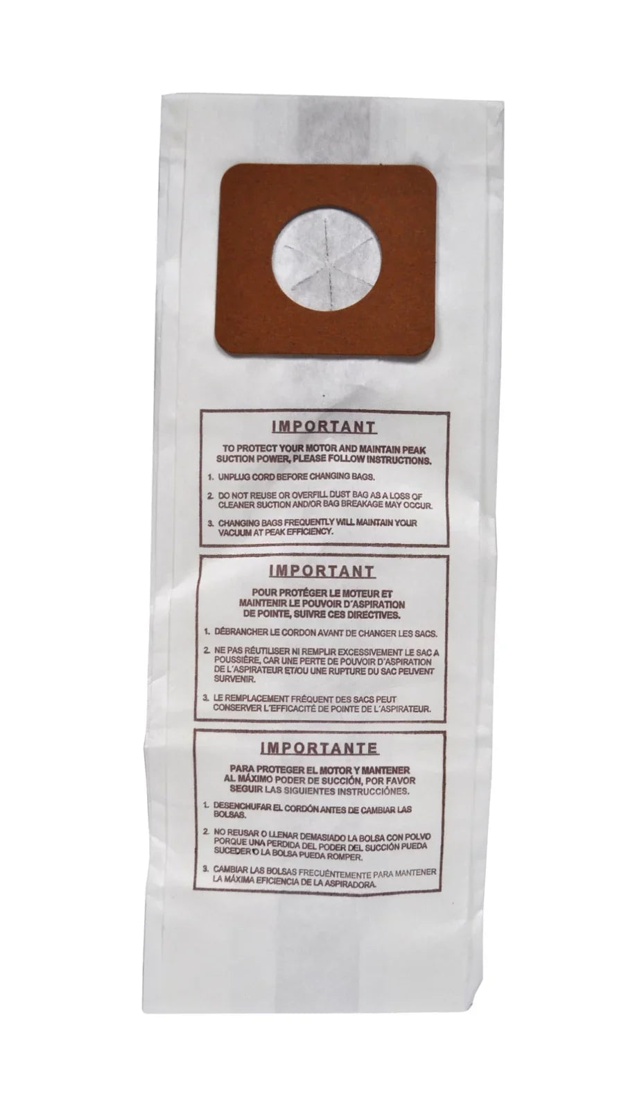Panasonic U U3 U6 Standard Filtration Bulk Vacuum Bags 100 Count 291722B