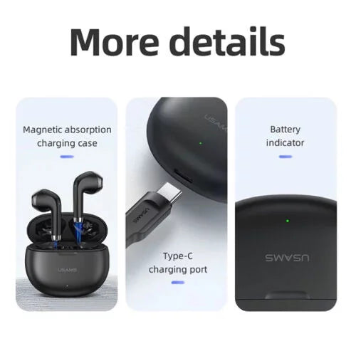 for TCL Lively Flip Wireless Earbuds Bluetooth 5.3 Headphones with Charging Case,Wireless Earphones with Noise Cancelling Mic,IPX4 Waterproof Earphones,Touch Control - Black