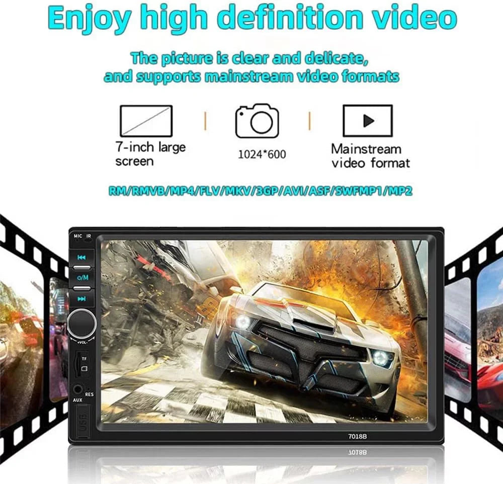 Car Radio Double Din Car Stereo 7 Inch Touch Screen with Bluetooth Mirror Link USB FM Radio Audio Receiver with Backup Camera and Remote Control