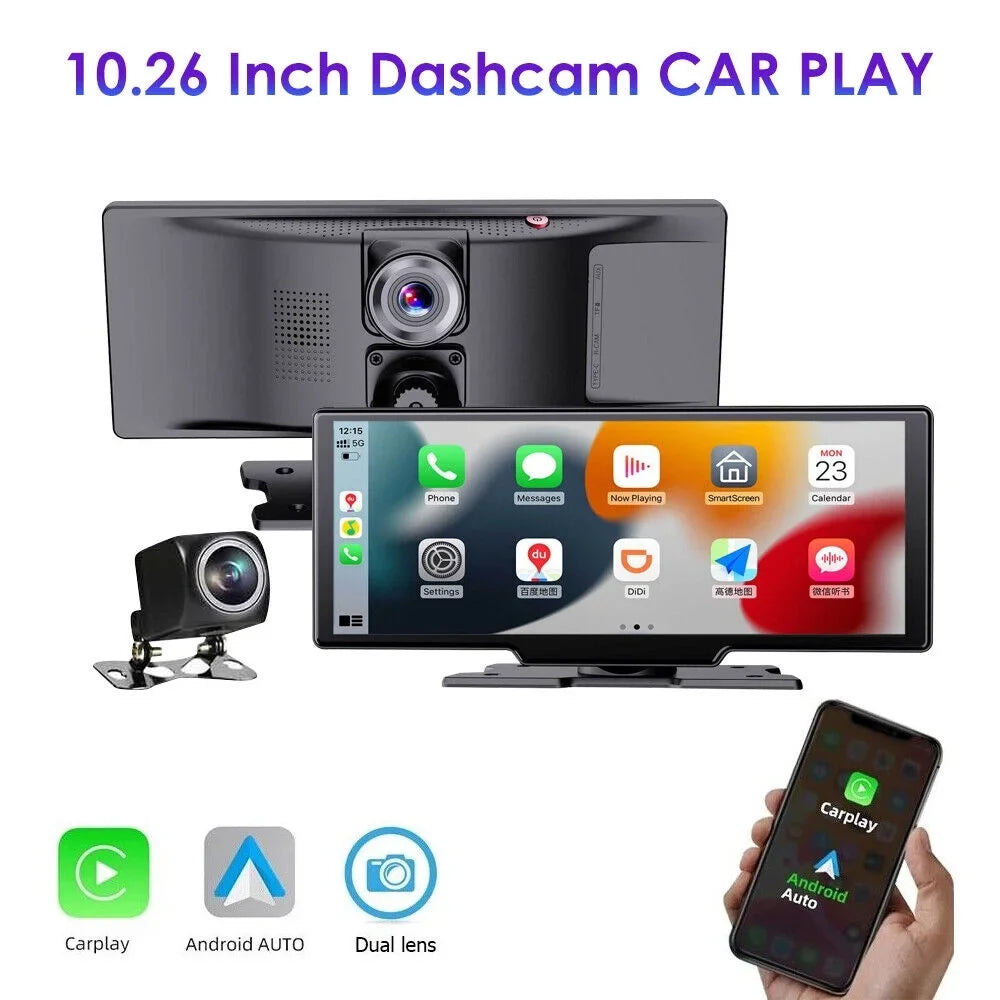 Paddsun 2K Wireless 10.26'' Touch Screen Dual Channel Wifi Car DVR Dash Camera Android Auto ".