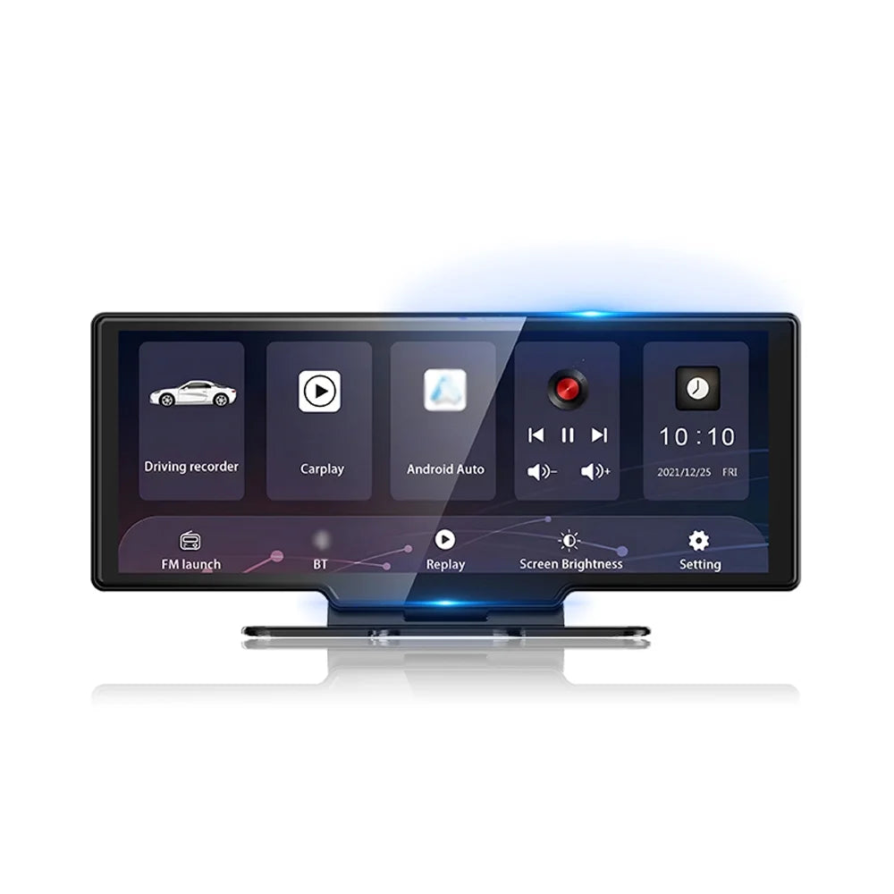 4K Front & Rear DVR Dash Camera with 10.26 Inch Touchscreen - Android Auto Compatible, Built-in WiFi, G-Sensing, Loop Recording, Hands-Free Calling