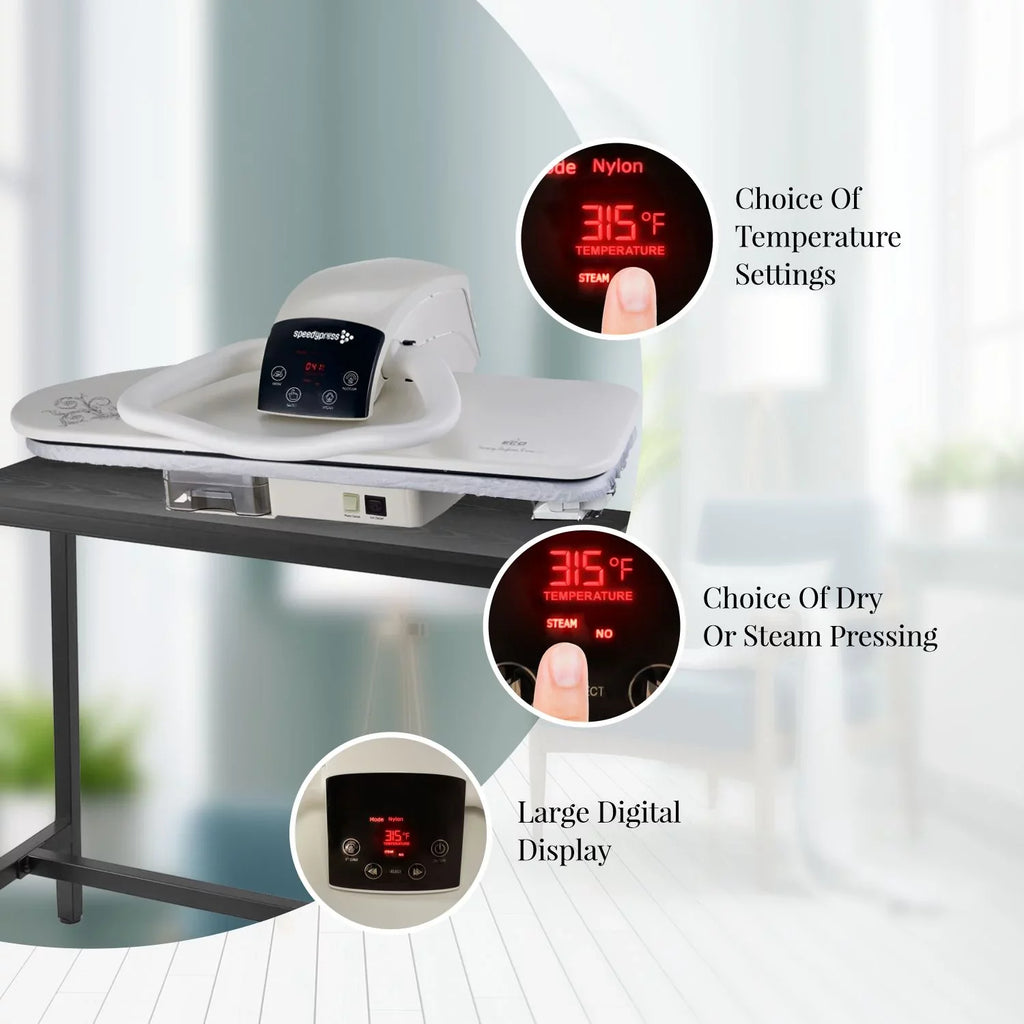 SPEEDYPRESS DIGITAL STEAM PRESS 80HD | PREMIUM EXTRA LARGE 32 INCH IRON PRESS MACHINE | EASY TO USE CLOTHES STEAMER WITH MULTIPLE STEAM AND TEMPERATURE SETTINGS