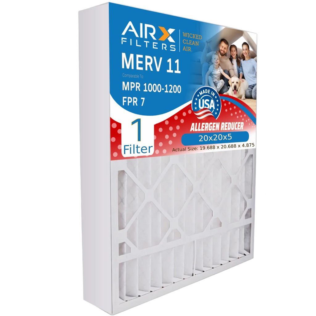 20x20x5 Air Filter MERV 11 Comparable to MPR 1000, MPR 1200 & FPR 7 Compatible with Air Bear 259112-103 Premium Made 20x20x5 Furnace Filter 1 Single Filter by AIRX FILTERS WICKED CLEAN AIR.